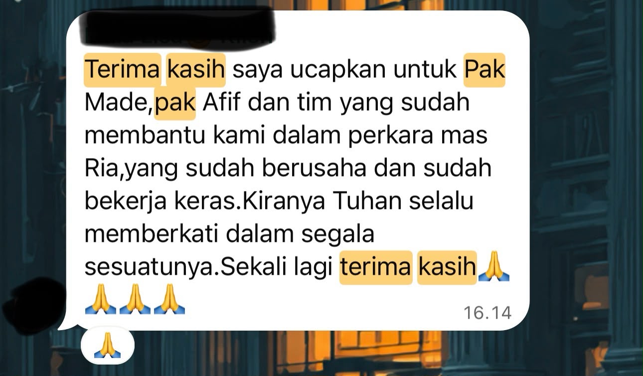 Screenshot testimoni klien 1