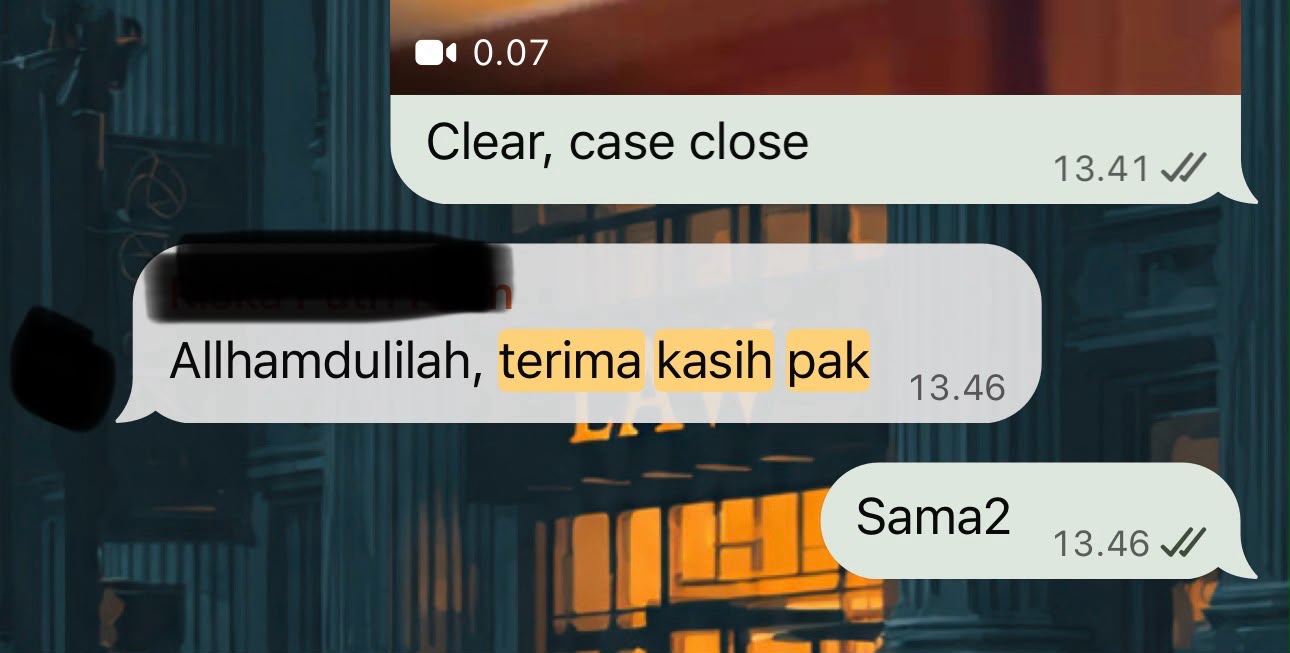 Screenshot testimoni klien 2